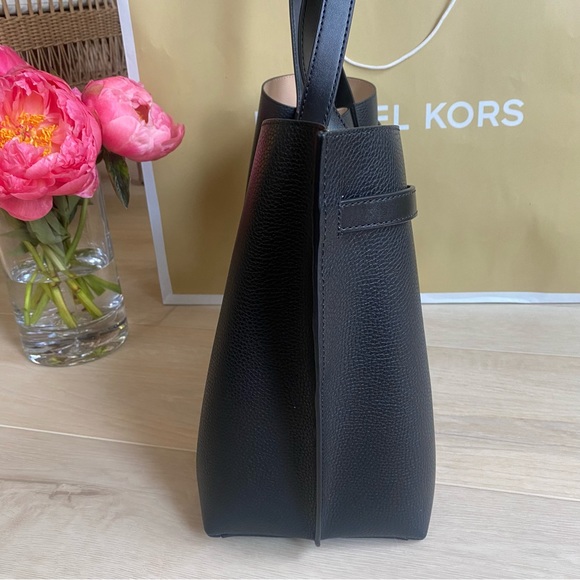 Michael Kors Large Emilia tote bag purse black pebble leather - Picture 12 of 15